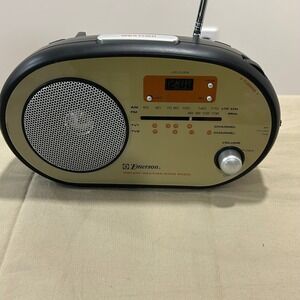 Emerson RP1103 portable AM/FM/Weather radio and a lighted LCD clock.